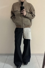 【有货】千鸟格哈灵顿毛呢夹克短款立领外套JK6627特P78，男装夹克，星座908-1