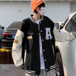 秋季 夹克 男士 上衣棒球服PU皮袖L699-P60图片