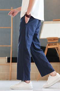 8XL-M亚麻裤男肌理感冰丝薄款休闲裤长裤男宽松百搭情侣裤K919P58图片