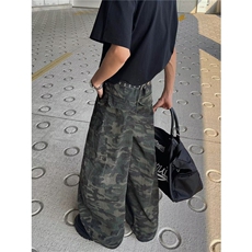 水洗做旧迷彩休闲牛仔裤男女微喇情侣宽松直筒长裤7839P60，男装牛仔裤，星座410-2