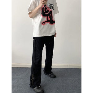 B221 美式ins高街小众百搭微喇拉链牛仔裤 LK22049-P60 控78图片