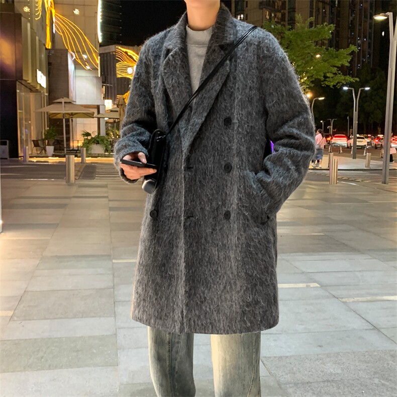 夜景二开中长款大衣防羊绒双排扣大衣男士外套A406JK2566P115,男装毛呢大衣,星座309（原A406）