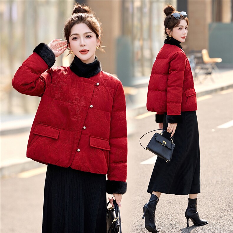 时尚清新优雅风羽绒服女冬季2025年新款白鸭绒加厚保暖外套，女装羽绒服，悠米