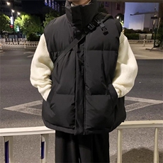 现货5W件冬季三防硬挺boxy短款立领棉衣马夹外套加厚马甲保暖棉服，男装棉衣，电商A486