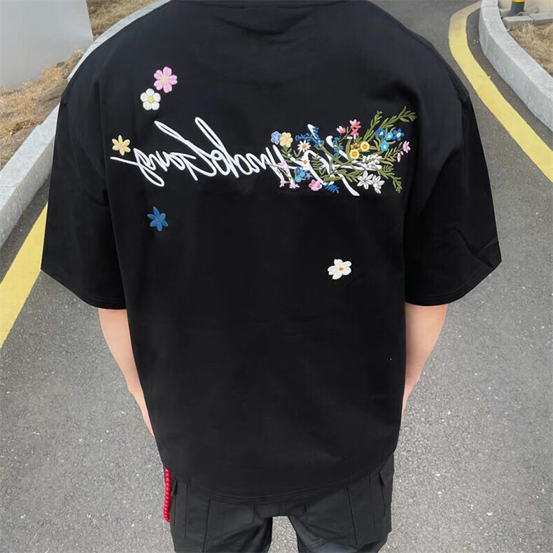 万针全刺绣工艺抖音得物高品质260克重磅纯棉双纱美式高街短袖T恤,男装T恤,电商A486