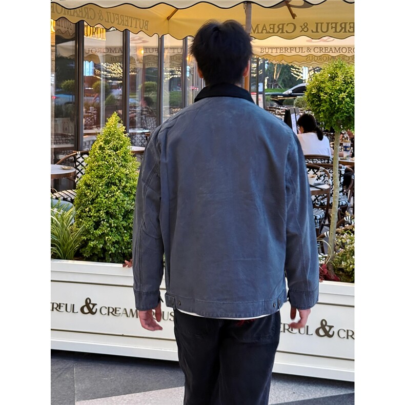 蓝色短款工装外套男秋季牛仔衣美式复古哈灵顿水洗夹克W6644-P73,男装工装外套,星座412-1