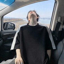 2026夏季新款拼接270g华棉大码短袖T恤男DT6260特P25建议零售价68，男装T恤，电商A001