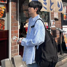 春装~男式长袖衬衫格子休闲衬衣宽松薄外套815-4-CS806P55，男装衬衫，星座716A（原星座815-4）