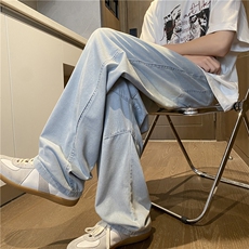 2025夏季新款美式高街褶皱宽松冰丝牛仔裤B315-K672-P55控78，男装牛仔裤，电商B315