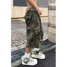 百搭慵懒时尚气质无品牌潮流破坏迷彩美式七分裤男KN6043，男装牛仔裤，星座1116A（原606A-3）
