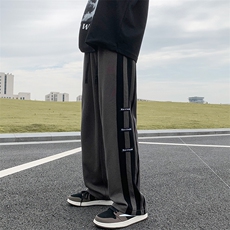 2024秋冬新款港风高街撞色条纹宽松直筒休闲裤K226-P45，男装休闲裤，星座914-3