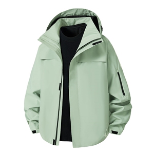 新款男女高品质户外登山服青少年学生冲锋衣夹克外套HS6606,春季牛仔外套长款搭配图片