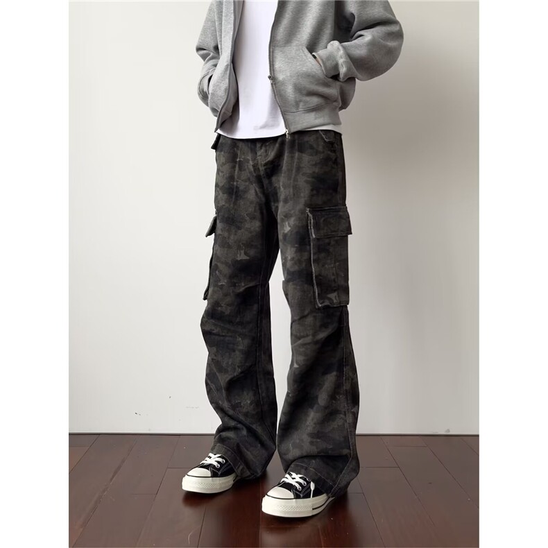 1506A/G84300/P57高个子加长美式辣妹迷彩微喇牛仔裤，男装牛仔裤，星座1506A