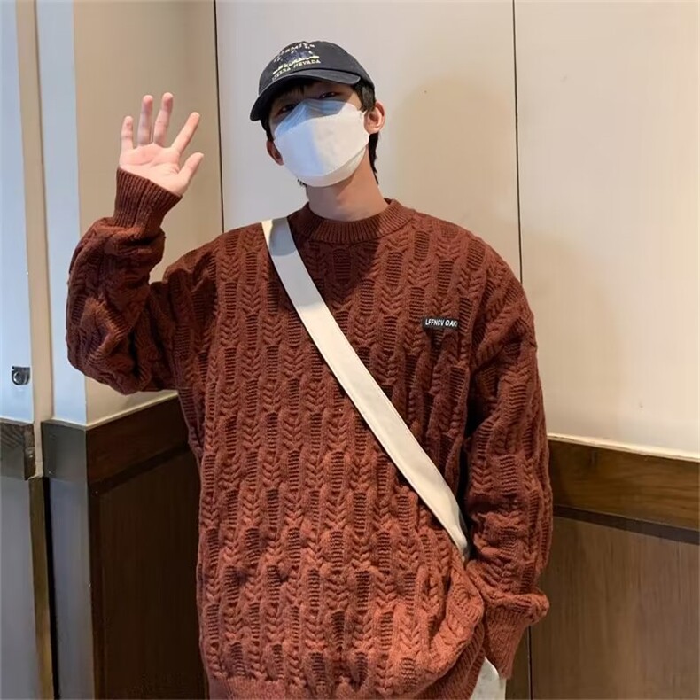 美式街头设计感圆领毛衣男慵懒风休闲针织衫M5547P50,男装针织衫/毛衣,星座1116-2