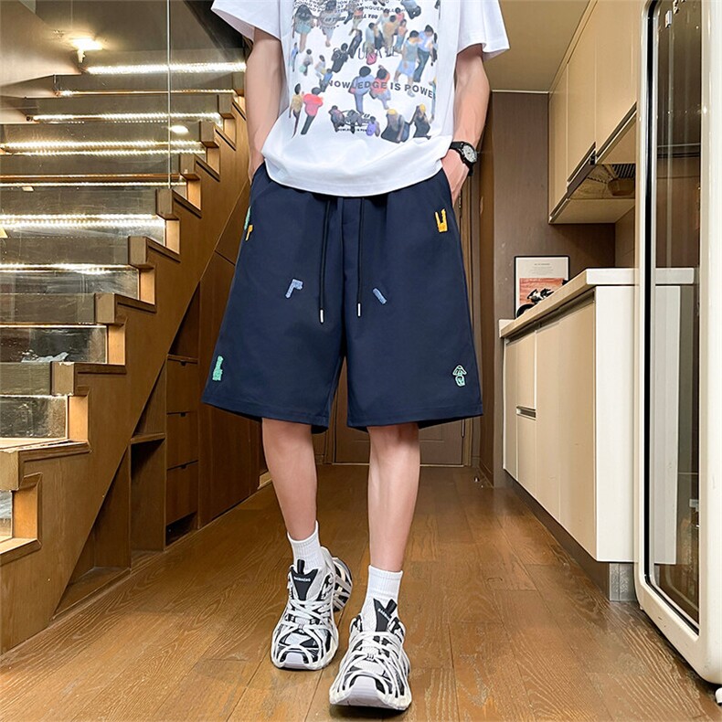 短裤男夏季美式复古拼接五分裤潮牌宽松大码XZ102B-1DK2501P25,男装牛仔裤,星座102B-1