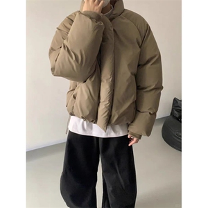现货MH02-P125 设计感无领棉服简约纯色保暖棉衣加厚外套男图片