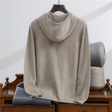 2025百搭时尚简约拉链抽绳连帽款羊绒衫，男装羊绒套衫，忠诺羊绒