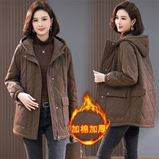 时尚百搭女士棉服外套保暖显瘦中长款羽绒棉衣冬季潮流单品，女装棉衣/棉服，韩派