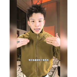 现货美式高街休闲夹克冬季三防立领纯色户外工装加厚棉服外套图片