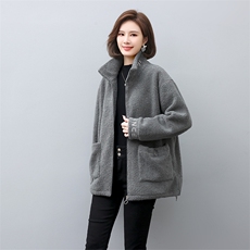 2023冬季新款保暖舒适刺绣休闲羊羔绒外套，女装卫衣/绒衫，独衣靓