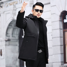 冬季新款中青年羽绒服男士鸭绒厚款中长款连帽外套KCN3055-5-P265，男装羽绒服，电商B212（原钱塘6029）