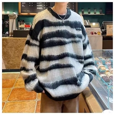 MM108-P68条纹针织衫毛衣不规则男女上衣氛围感美式复古秋冬，女装针织衫/毛衣，星座617A-2
