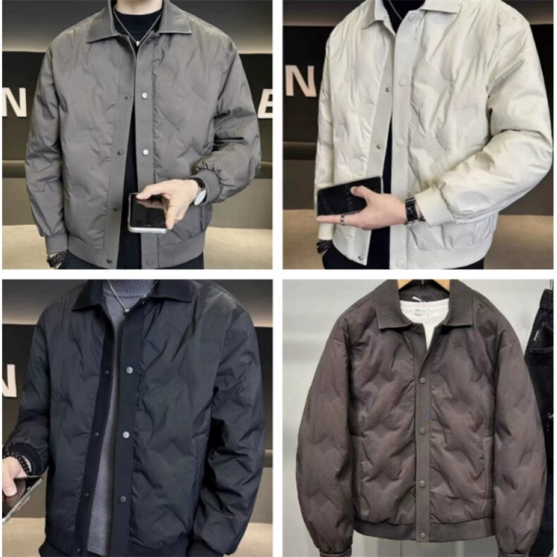 (网图)50%白鸭绒拼接翻领高级潮牌百搭痞帅羽绒服313B-9952-P175，男装羽绒服，星座313B