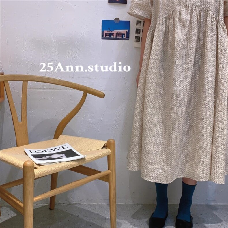 工艺盐缩廓形连衣裙，女装连衣裙，25Ann·Studio