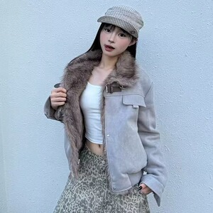 麂皮绒外套女2025年秋季新款美式复古设计感小众宽松休闲百搭上衣图片