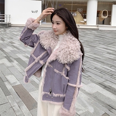 新品2025真兔毛机车外套2c116-6867-p299-k425，女装皮草，2C116