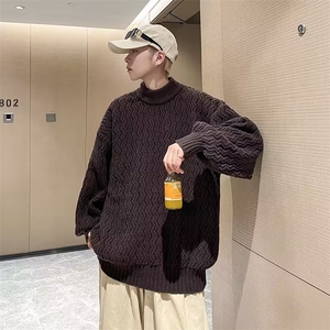 美式圆领毛衣男慵懒风休闲针织衫 M5629 P48图片