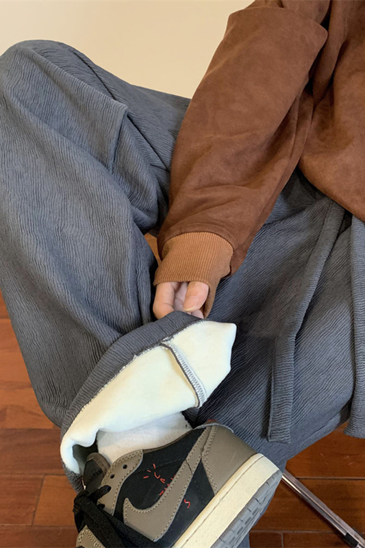 冬季波浪纹加绒加厚西裤休闲裤大码M~5XLXZ604-KG53JR-P65控78,男装西裤,星座604