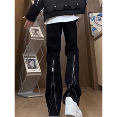 水洗做旧复古牛仔裤男美式高街vibe直筒微喇长裤子痞帅Z724P32，男装牛仔裤，星座1112-1