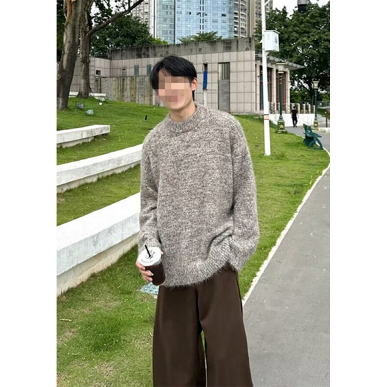 秋冬季新款加厚美式复古时尚提花宽松圆领套头针织毛衣男M68,男装针织衫/毛衣,星座1116A（原606A-3）
