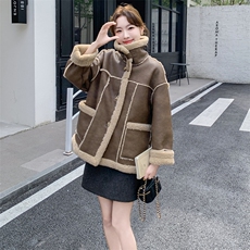 2C085-Q032P195新款皮毛一体羊羔毛外套控278，女装短外套，2C085