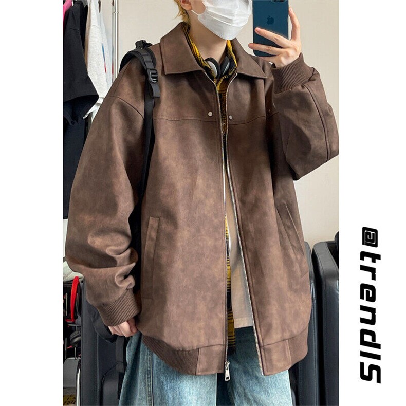 2025春季新款女模自拍大码高街美式皮衣M-5XHJ24563-特P80,男装夹克,电商A022