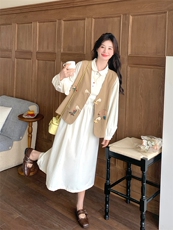 卡其色牛仔绣花背心半身裙两件套女2025春季新款时尚减龄百搭套装，女装套装/套裙，浙宝301
