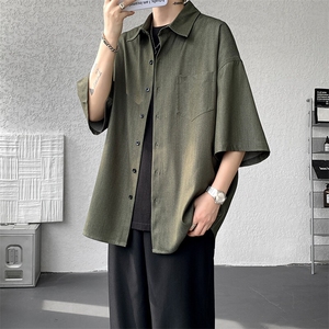 8XL-M 冰丝牛仔短袖衬衫男款夏季薄款宽松慵懒衬衣外套DC28006P60图片