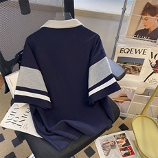 Polo衫男短袖2023夏季潮牌拼色翻领t恤学生百搭美式半袖WB090-P34，男装Polo衫，星座412-2