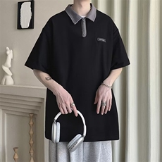 C309-P312024夏季新款半拉链Polo衫短袖男小众设计感宽松T恤现货，男装T恤，星座512-6
