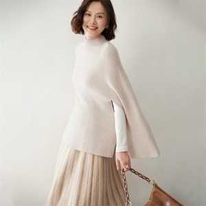 时尚高领斗篷女士羊绒披肩 优雅气质百搭款图片