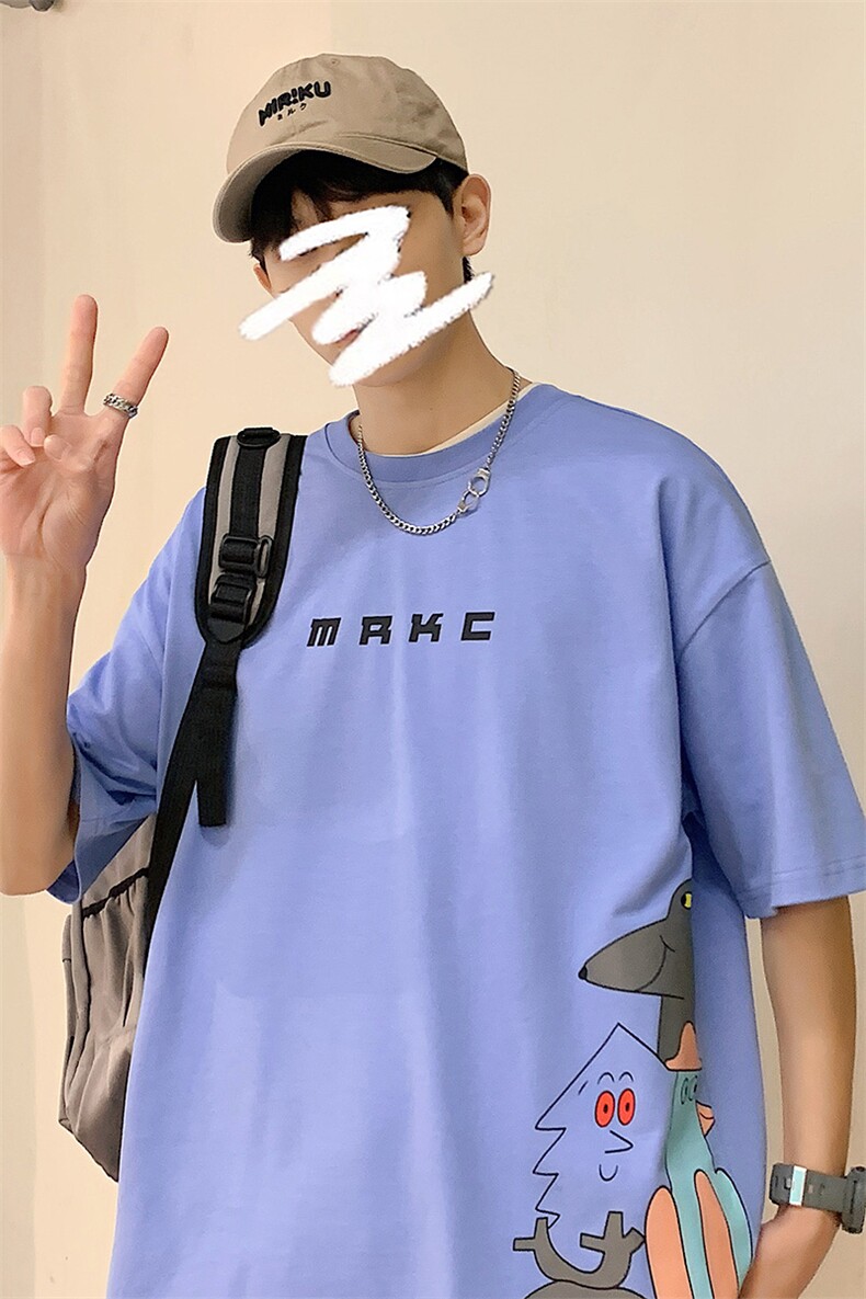 夏装纯棉休闲T恤短袖男女学生港风印花圆领半袖1600-P38控价58,男装T恤,电商A441-1