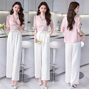 欧洲站女士2025夏季新款时尚气质优雅洋气显瘦百搭减龄休闲套装潮，女装套装/套裙，火爆靓佳人