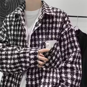 千鸟格西装外套ins冷淡风男装高级感炸街痞帅轻熟风格子休闲西服图片