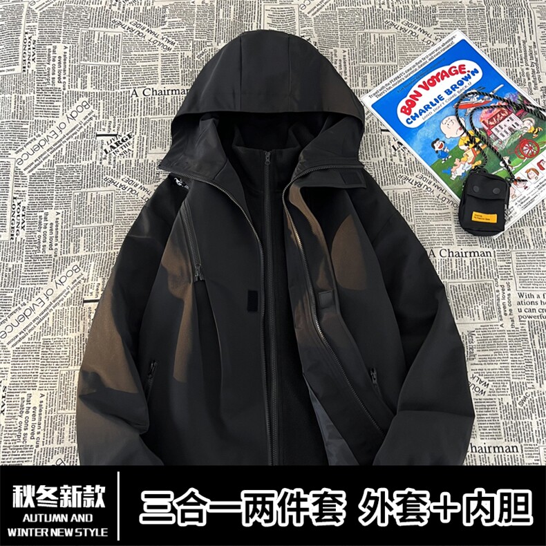 TH800801/P85冲锋衣大码冬季防风防水三合一外套夹克男上衣图片