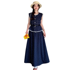 夏装新款！大量现货！波点牛仔休闲两件套2C133-8927P160K128，女装套装/套裙，2C133