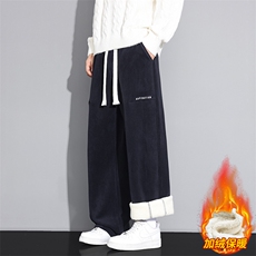 冬季加绒加厚阔腿休闲裤男潮牌宽松直筒保暖长裤JR29187-P45，男装棉衣，星座610（原A335）