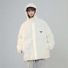 A269-P85冬季宽松防风连帽上衣棉胸标设计服港风外套，女装短外套，星座911