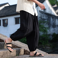2025夏季新款风男装民族风复古天丝提花阔腿休闲长裤K139-P70，男装民族服装，电商B277(原6028)