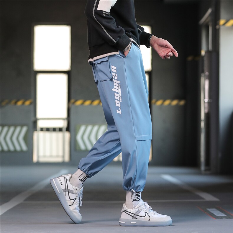 日系宽松运动裤束脚裤大码M-5XL潮裤子休闲裤男九分裤7191P40，女装休闲裤，星座227-7